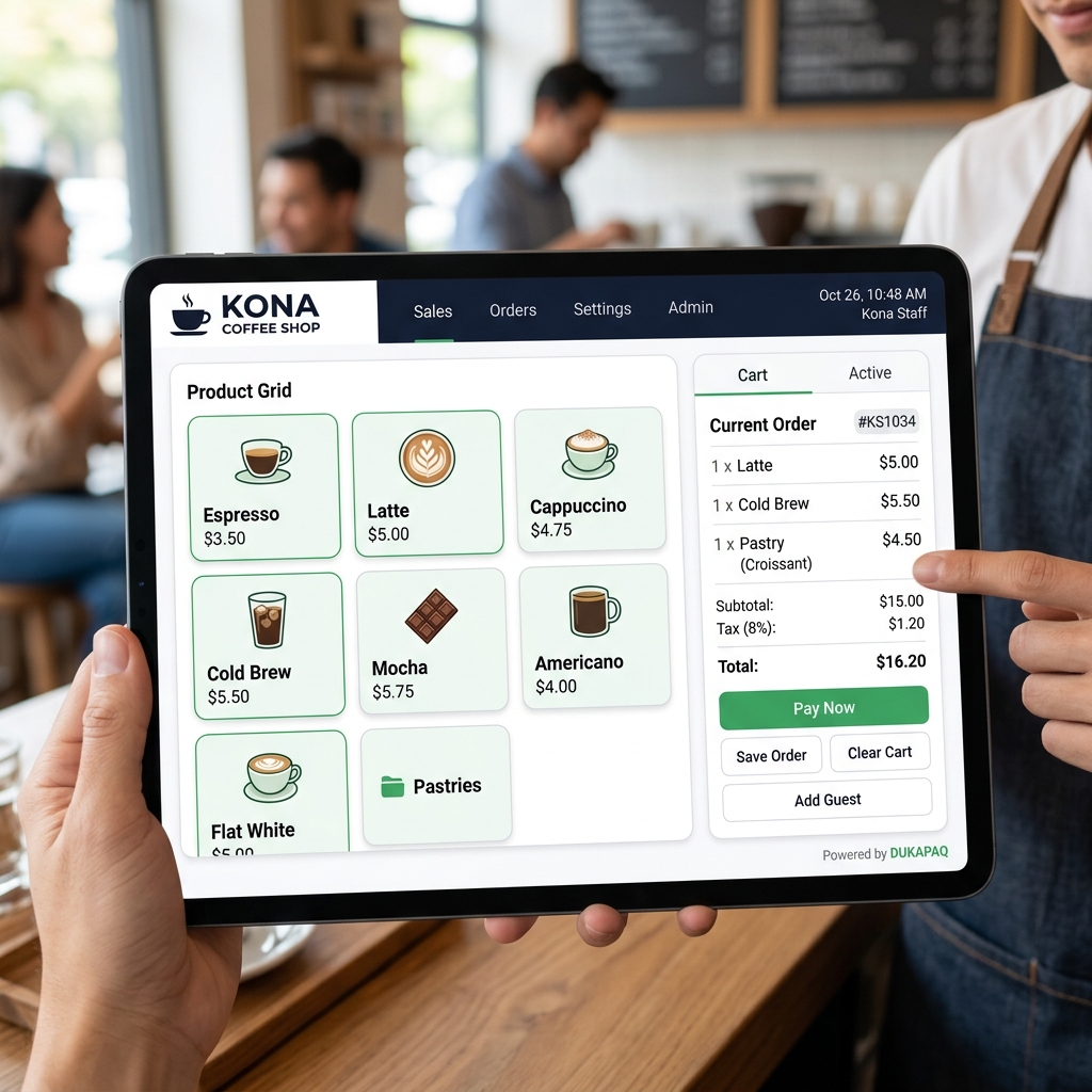 Kona Coffee Shop powered by DUKAPAQ white-label POS